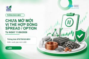 MXV thông báo chưa mở mới vị thế hợp đồng Spread, Option và sản phẩm LME từ ngày 11/08/2026.